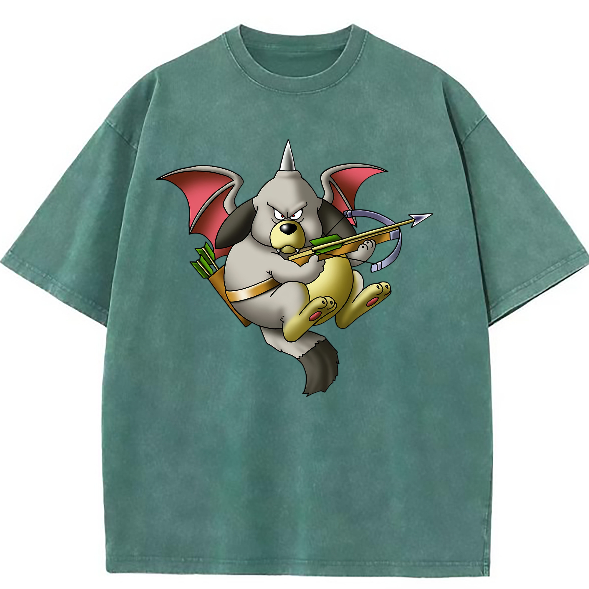 （画像用） ドラゴンクエスト Doragon Kuesuto Dragon Quest 綿100% ヴィンテージ風 半袖Tシャツ（フロントプリント）